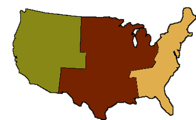 US map with links to tour dates by region
